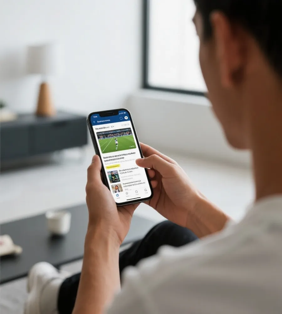 移动端浏览赛事资讯示意图